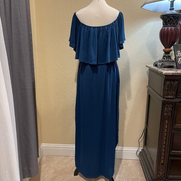 Ruffle Maxi Off Shoulder Split - Picture 3 of 8